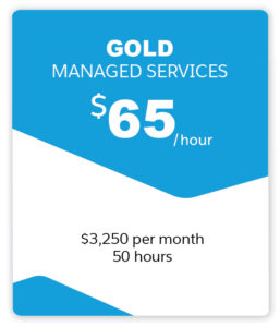 Aplusify Gold Managed Services - $65/hour. $3,250 per month for 50 hours